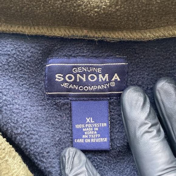 Sonoma Pullover Sweater Gray‎ Black Arctic Fleece Quarter Zip Mens Size XL - Picture 3 of 11